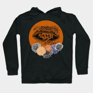 Halloween, Classic La Catrina, Black and Orange with Flowers Hoodie